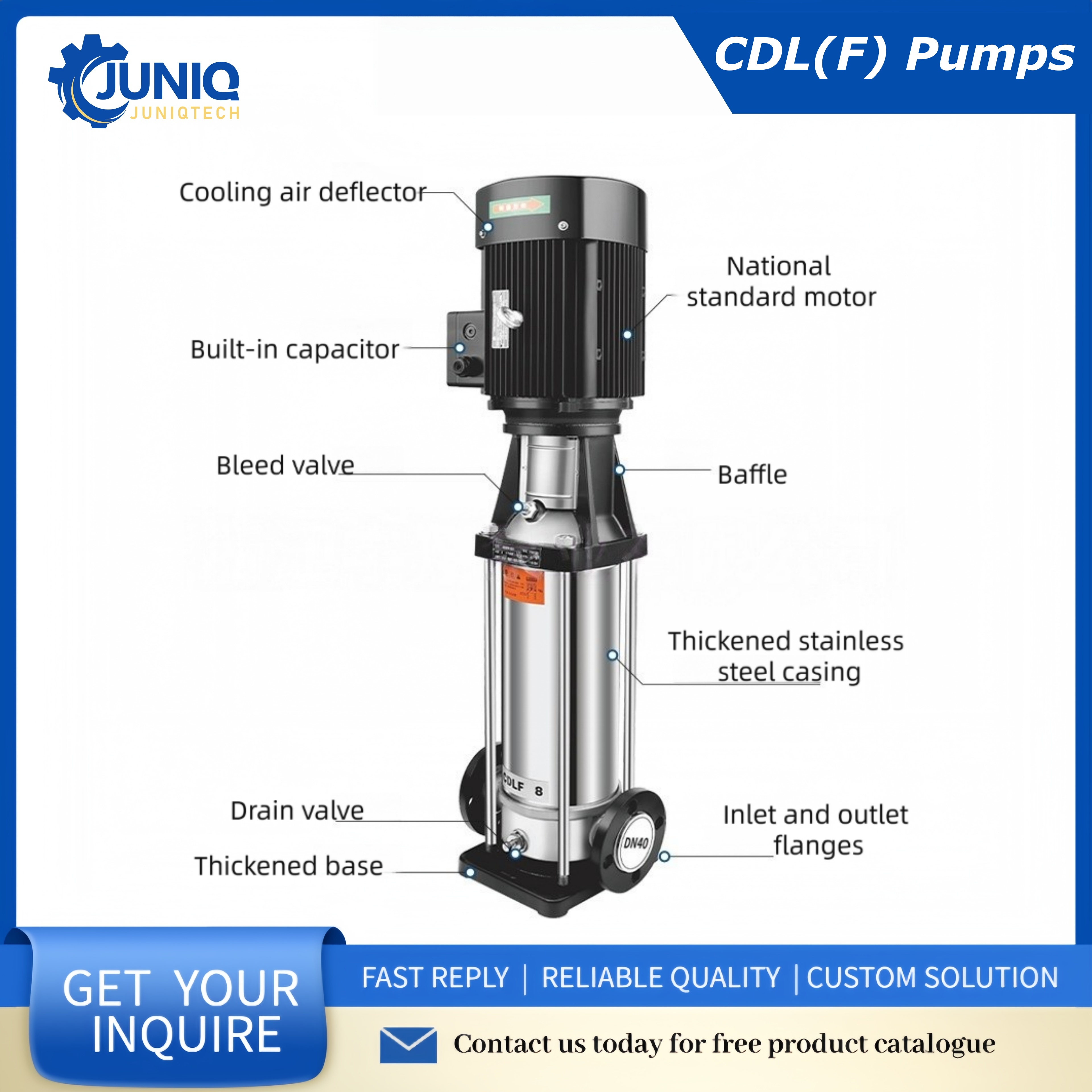 CDL(F) Stainless Steel Vertical Multistage Centrifugal Pump for High-Pressure Water Supply